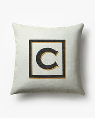 Classic Monogram Ivory Woven Throw Pillow, 20"x20" by Jonathan Adler