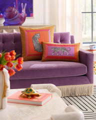 Snow Leopard Multicolor Woven Throw Pillow by Jonathan Adler