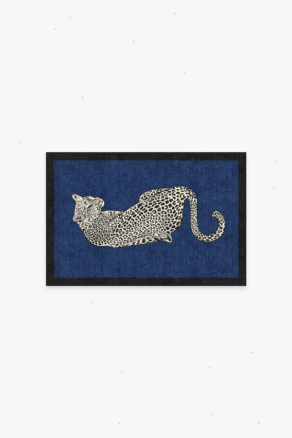 Snow Leopard Sapphire Rug by Jonathan Adler