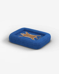 Tiger Blue Woven Bolster Pet Bed by Jonathan Adler