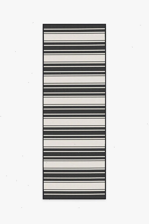 Marina Stripe Black Outdoor Rug