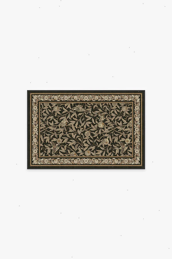 Bird & Pomegranate Soft Black Rug by Morris & Co.