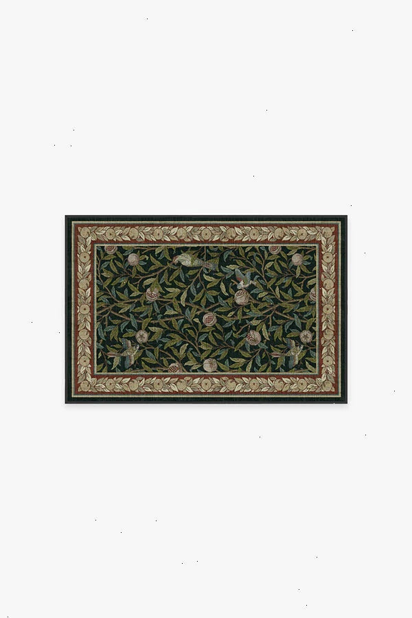 Bird & Pomegranate Teal Green Rug by Morris & Co.