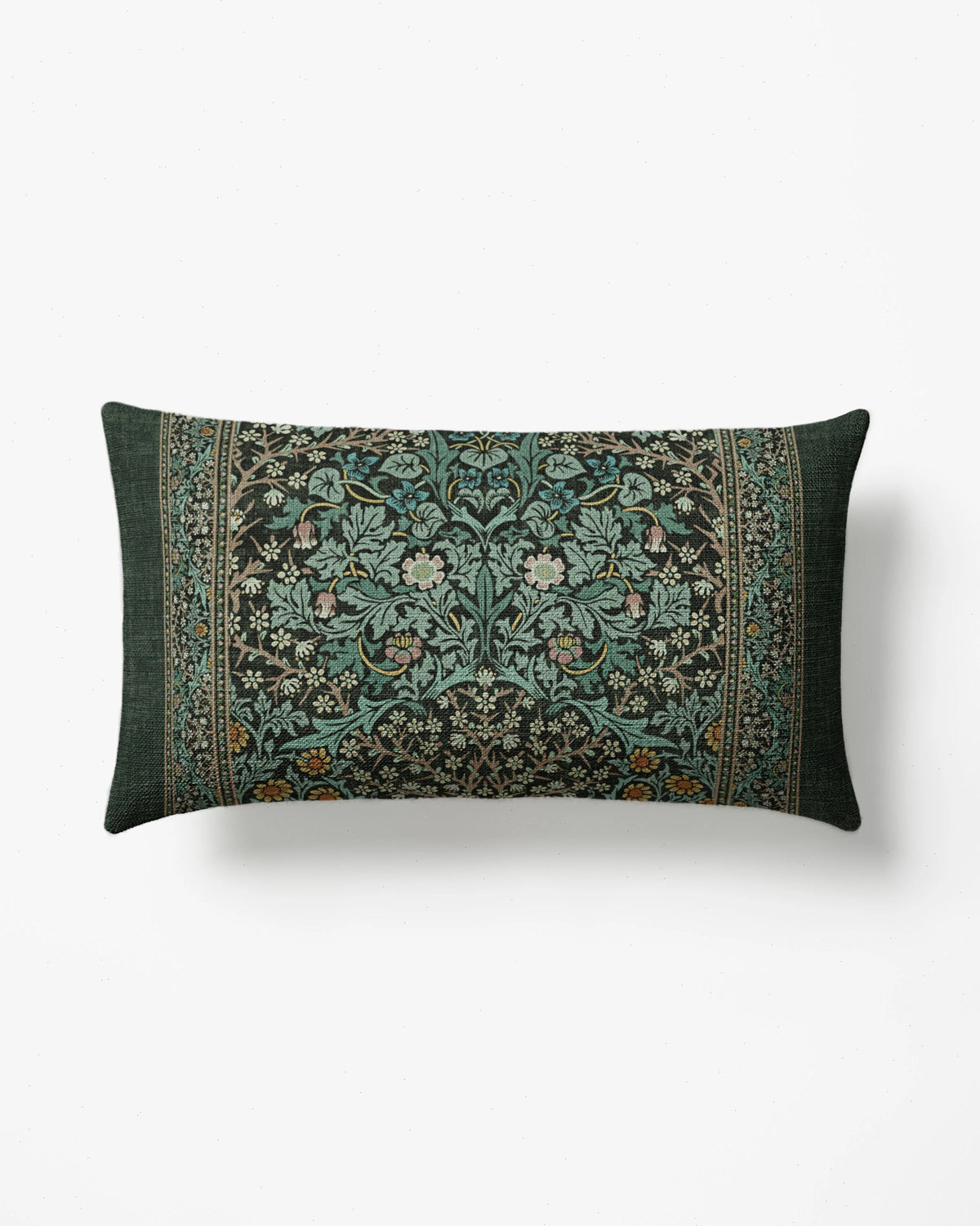 Blackthorn Forest Green Woven Lumbar Throw Pillow by Morris & Co.