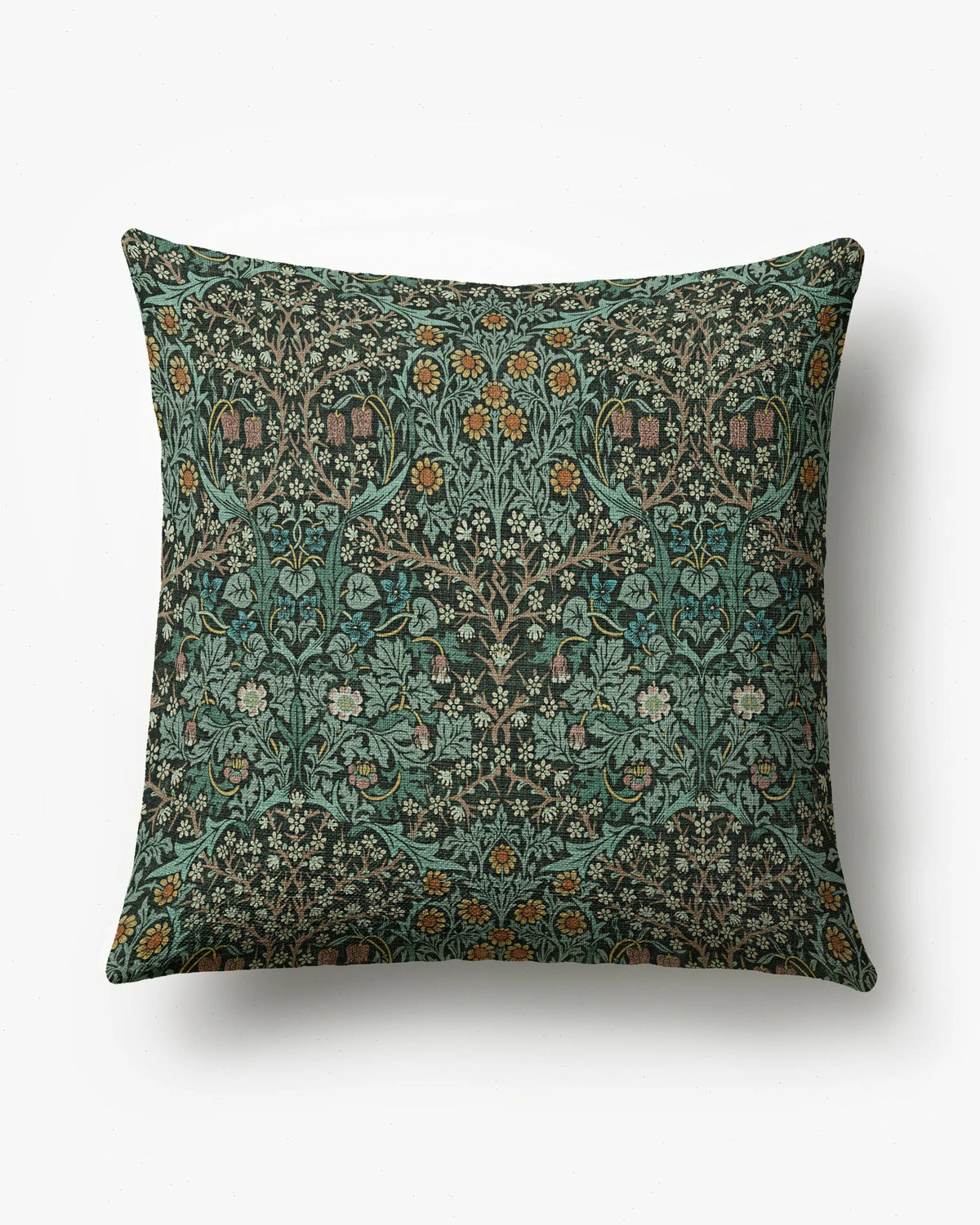 Blackthorn Forest Green Woven Throw Pillow by Morris & Co.