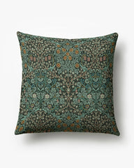 Blackthorn Forest Green Woven Throw Pillow by Morris & Co.