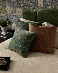 Blackthorn Forest Green Woven Throw Pillow by Morris & Co.