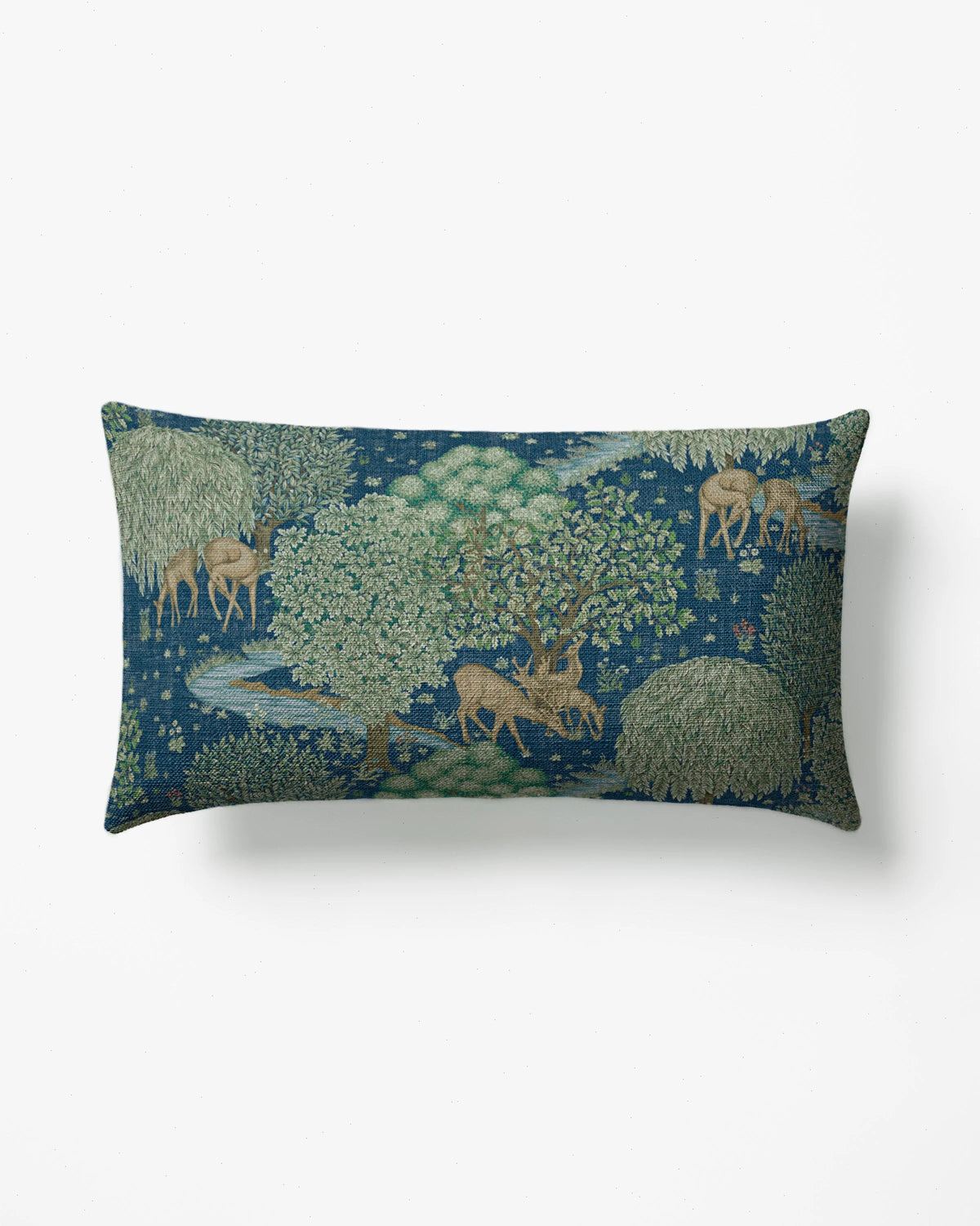 Brook Sapphire Blue Woven Lumbar Throw Pillow by Morris & Co.