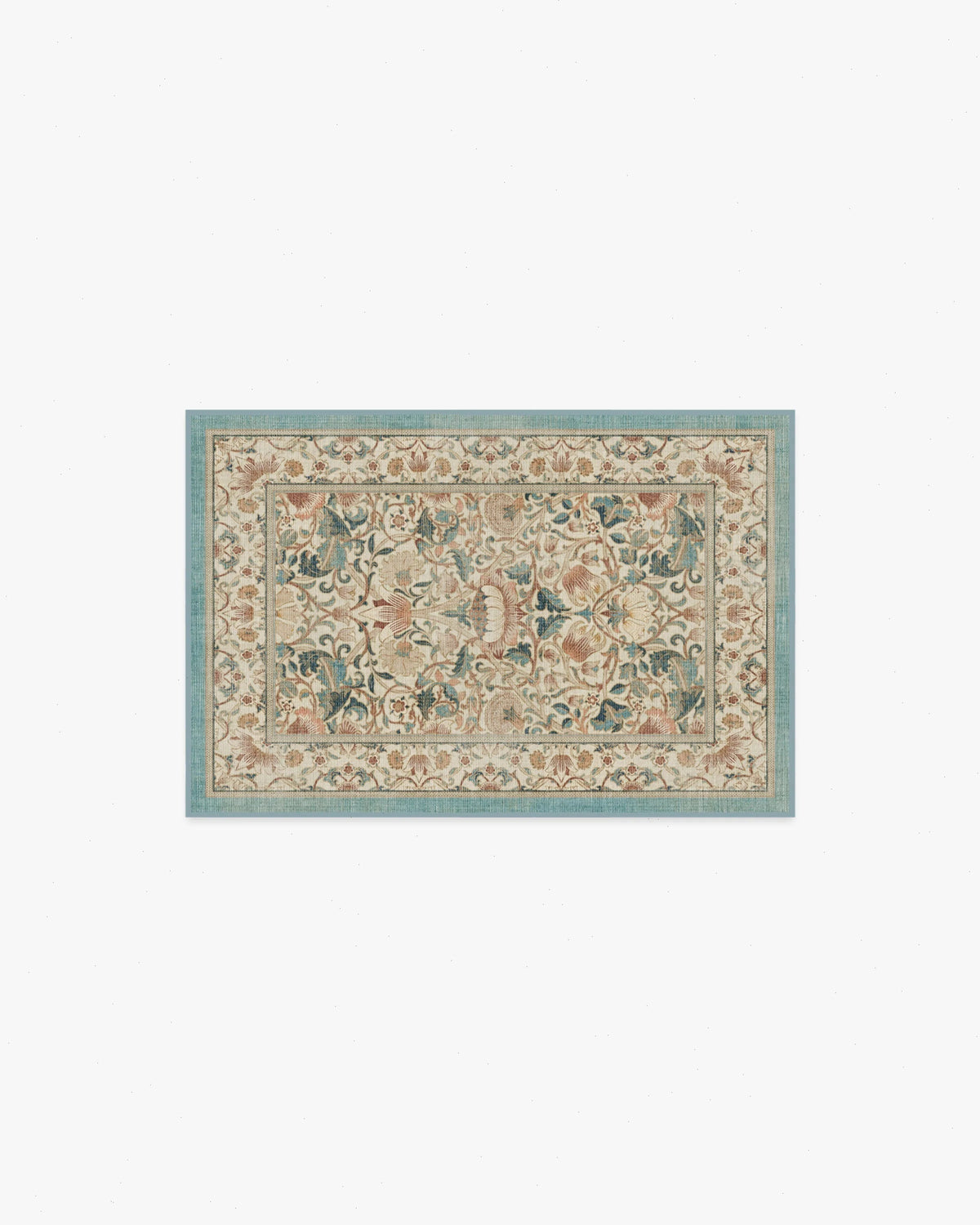 Lodden Soft Rose & Teal Rug by Morris & Co.