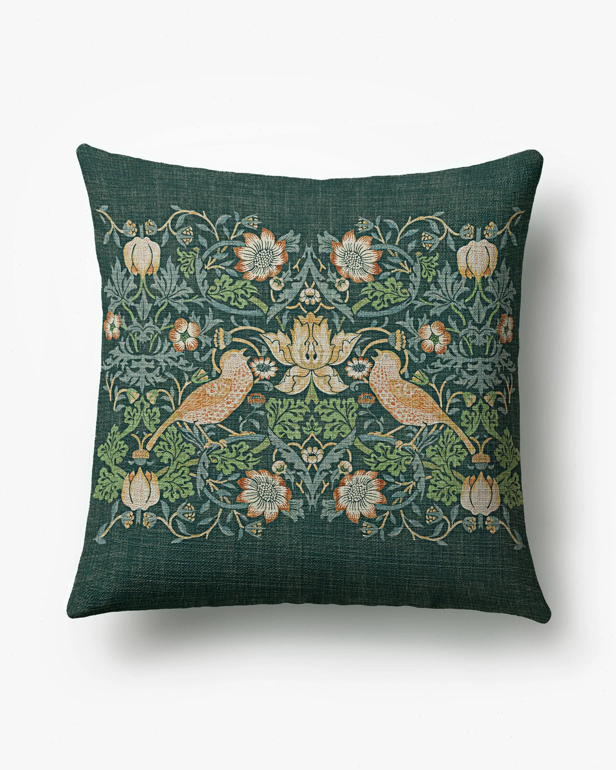 Strawberry Thief Slate Blue Woven Throw Pillow by Morris & Co.