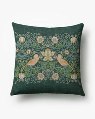 Strawberry Thief Slate Blue Woven Throw Pillow by Morris & Co.