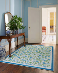 Garden Party Blue Flatwoven Rug by Mrs. Alice