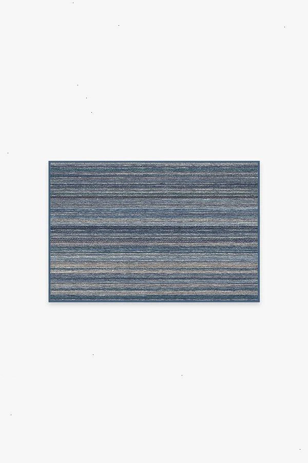 Multi Stripe Blue Flatwoven Rug