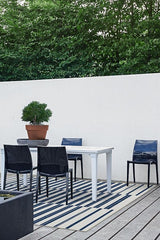 Offset Stripe Navy Outdoor Rug