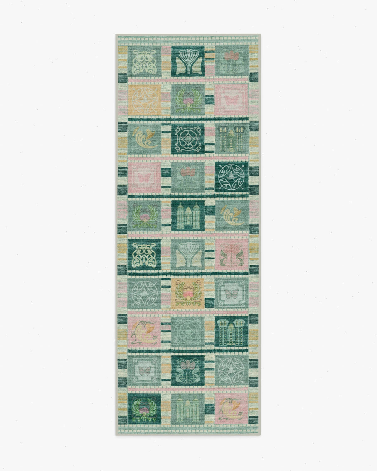 Ozian Tiles Emerald & Pink Rug by Wicked