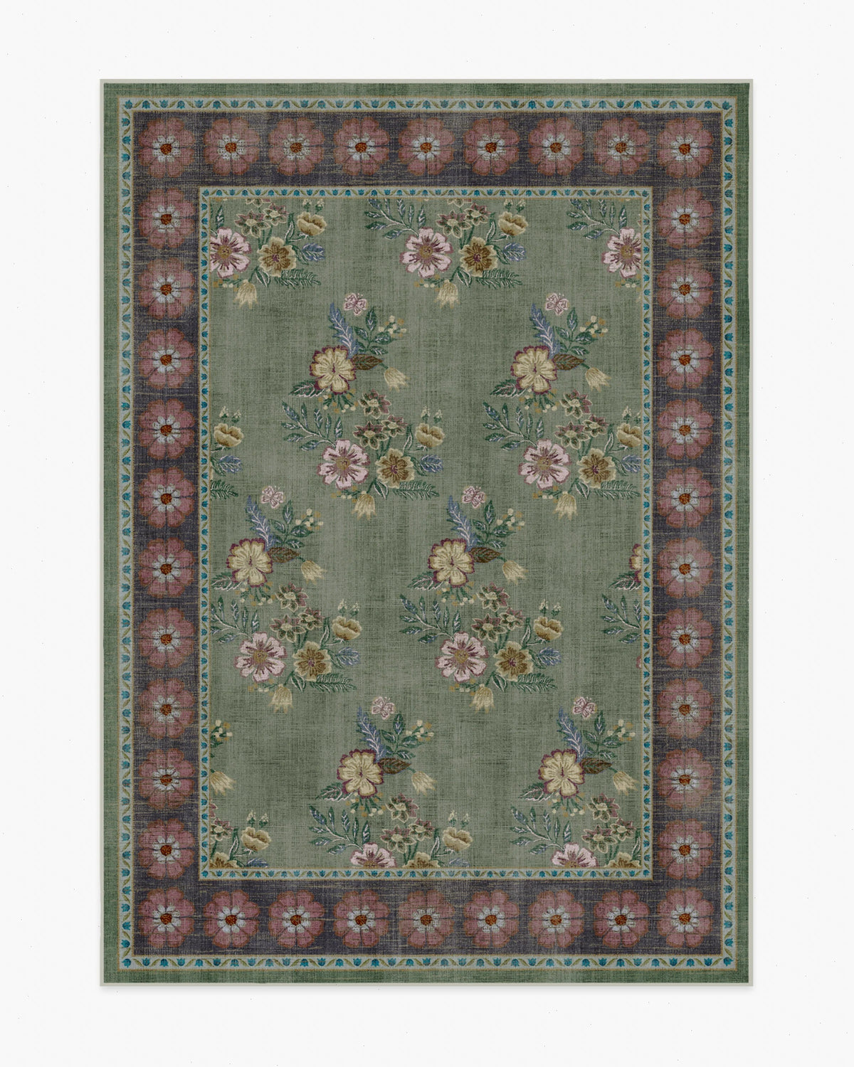 Pennywood Green & Pink Rug