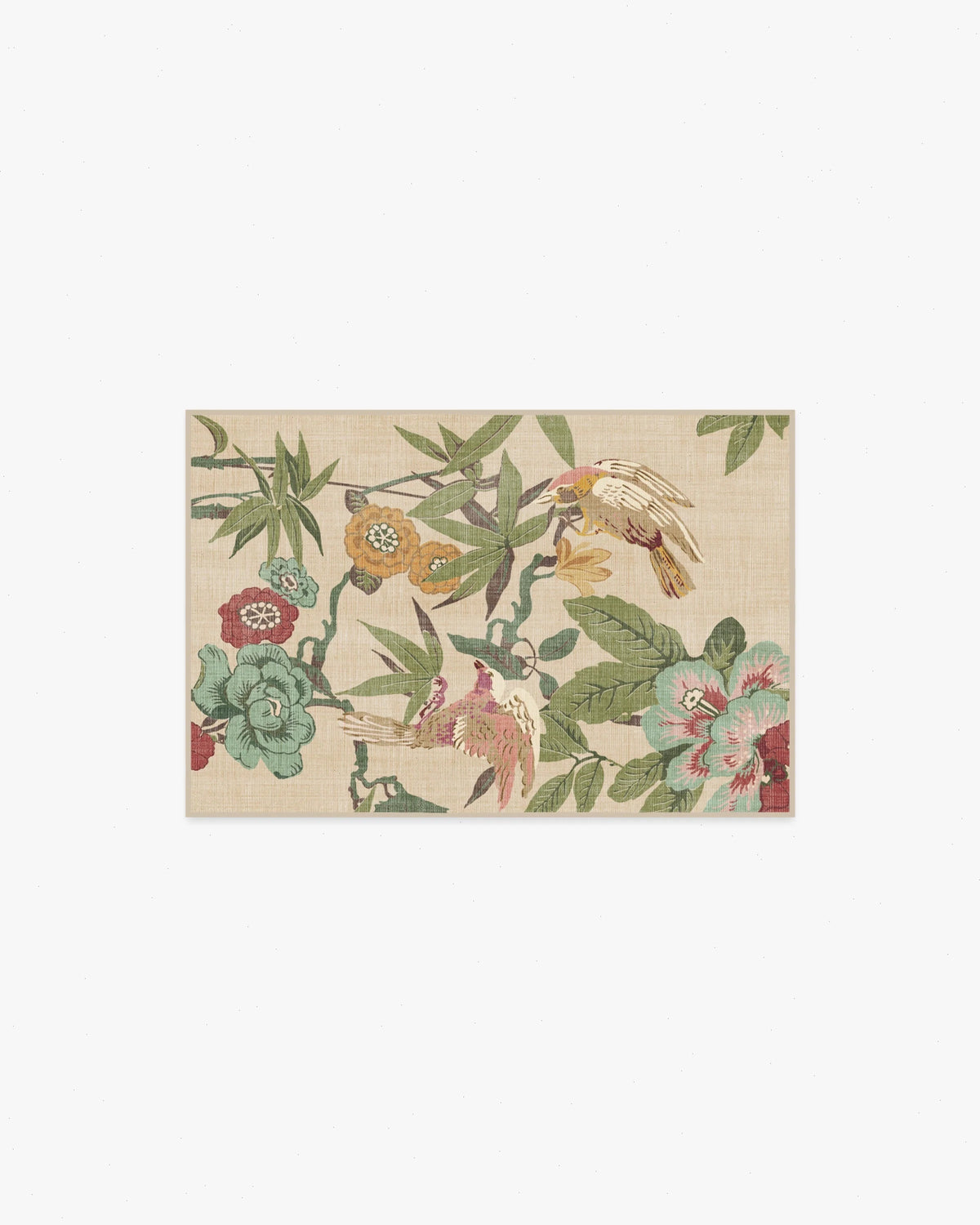 Bamboo & Bird Blush & Jade Rug by Sanderson