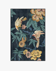 Bamboo & Bird Indigo Rug by Sanderson