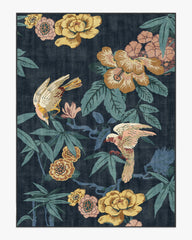 Bamboo & Bird Indigo Rug by Sanderson