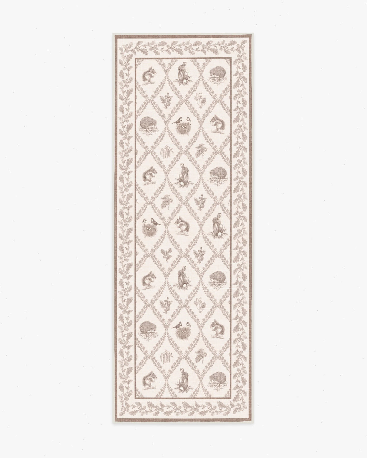 Squirrel & Hedgehog Fawn Rug by Sanderson