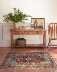 Santiago Crimson & Light Blue Rug