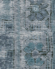 Vintage Daisy Bordered Blue Flatwoven Rug